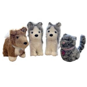 American Girl Doll Plush Animal Pets Dog Cat Lot 4 Husky Pepper Toasty Praline